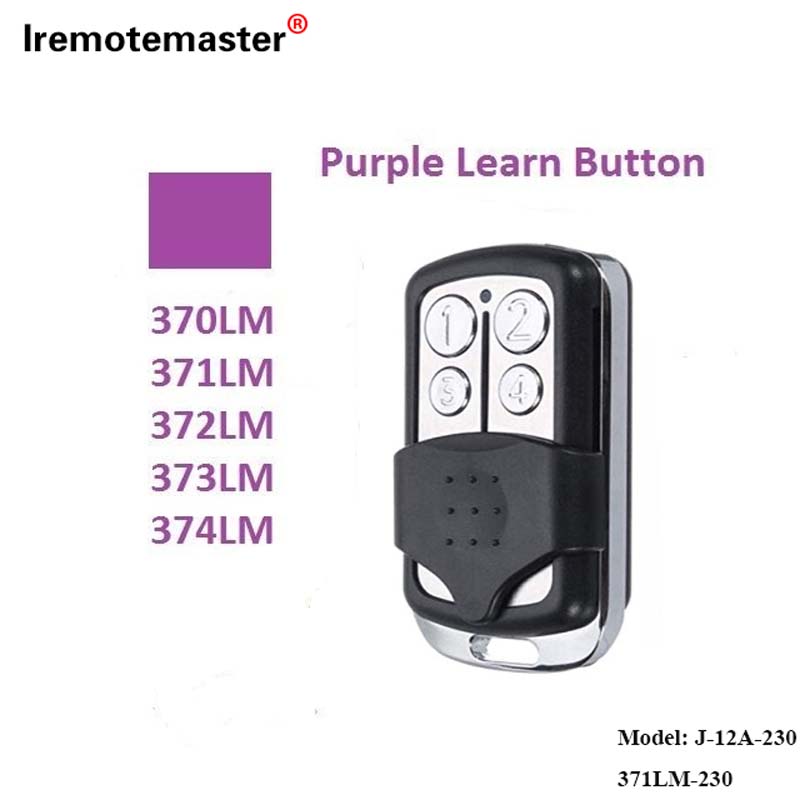 Kwa 370LM, 371LM, 372LM, 373LM, 374LM Purple Learn Button 315MHz Rolling Code