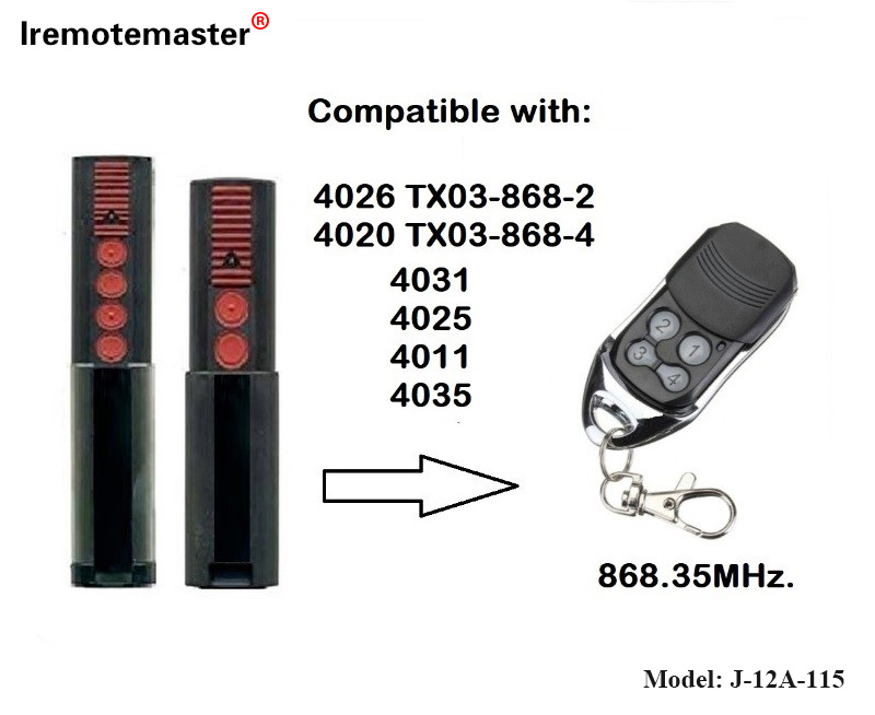 Kwa 4020 4026 TX03-868-4 Remote Control 868mhz TX03-8-4 Rolling Code